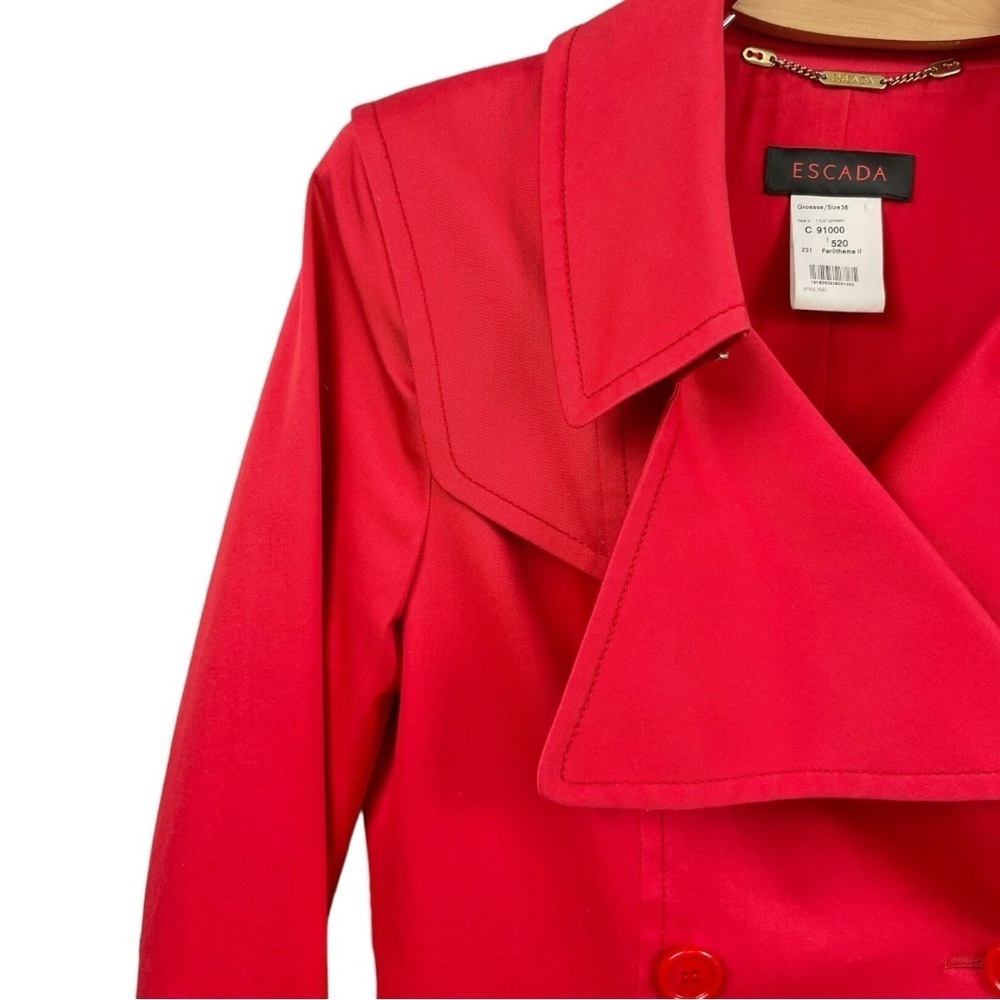 Escada Red Trench Double Breasted Peacoat Size 36 - Picture 4 of 10